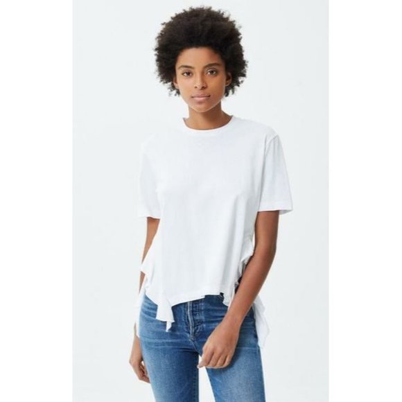 CITIZENS OF HUMANITY FREJA SIDE RUFFLE TEE White ( XS ) - Picture 1 of 2